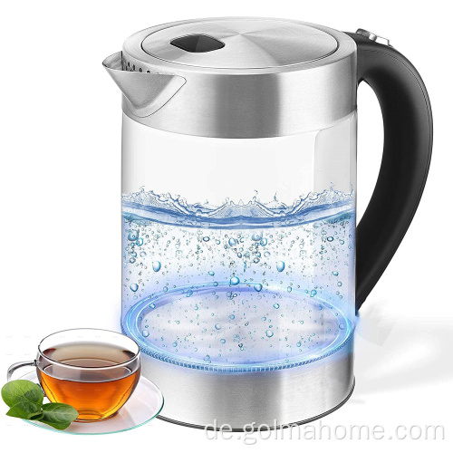 Kostenlose Musterherstellung Neues Blaulicht 1,7L Großes Smart Elektronisches Glas Edelstahl Tee Wasser Wasserkocher